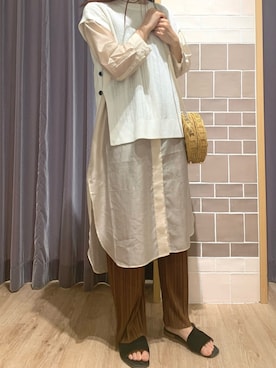 「Te chichi（テチチ）のアイテム（シャツワンピース）」を使った、yoriさん（レディース・155cm）の春コーディネート