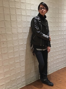 「ラトルトラップ」｜「アイテム（ライダースジャケット）」を使った、TOM & lumine staffさん（メンズ・180cm）の冬コーディネート