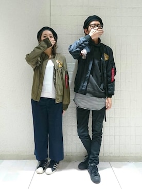 「Alpha Industries（アルファインダストリーズ）のアイテム（ミリタリージャケット）」を使った、TOM & lumine staffさん（メンズ・180cm）の冬コーディネート