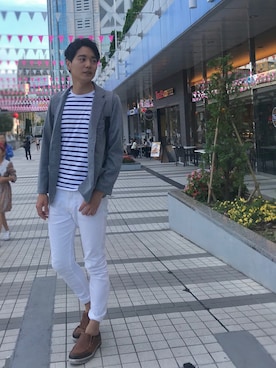 「アイテム（スリッポン）」を使った、gachapenさん（メンズ・182cm・20代）の秋コーディネート