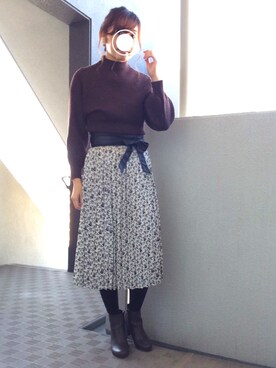 「バルーンスリーブ」｜ぺるもっちさん（レディース・162cm）の冬コーディネート