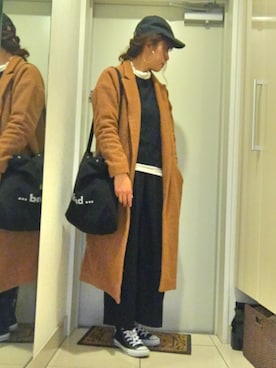 「コンバースハイカット」｜「アイテム（その他アウター）」を使った、ぺるもっちさん（レディース・162cm）の冬コーディネート