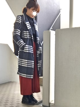 「袖ボリューム」｜「アイテム（チェスターコート）」を使った、ぺるもっちさん（レディース・162cm）の冬コーディネート