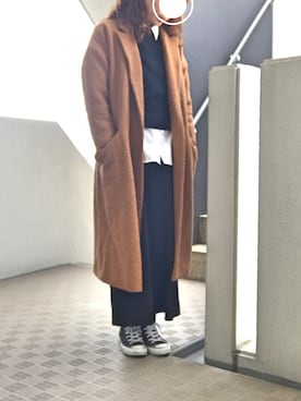 「コンバースハイカット」｜「アイテム（その他アウター）」を使った、ぺるもっちさん（レディース・162cm）の冬コーディネート