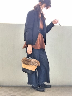 「サッシュベルト」｜「アイテム（MA-1）」を使った、ぺるもっちさん（レディース・162cm）の春コーディネート