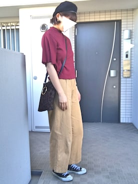 「ぺプラムトップス」｜「アイテム（ハンチング/ベレー帽）」を使った、ぺるもっちさん（レディース・162cm）の秋コーディネート