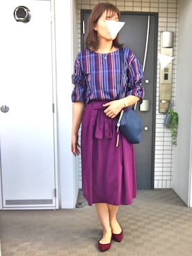 「アイテム（チャーム、パープル系）」を使った、ぺるもっちさん（レディース・162cm）の秋コーディネート