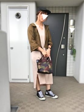 「コンバースハイカット」｜「アイテム（ワンピース/ドレス）」を使った、ぺるもっちさん（レディース・162cm）の秋コーディネート
