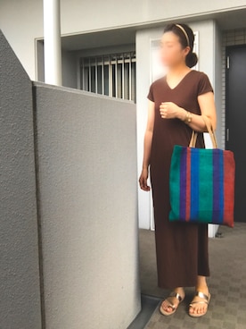 「SFW（エスエフダブリュー）のアイテム（サンダル）」を使った、ぺるもっちさん（レディース・162cm）の夏コーディネート