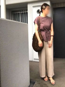 「SESTO（セスト）の【SESTOキッズ】ママとお揃い。華奢ストラップフラットサンダル（サンダル）」を使った、ぺるもっちさん（レディース・162cm）の夏コーディネート