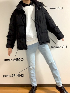 「WEGO（ウィゴー）のアイテム（ダウンジャケット/コート）」を使った、しんくんさん（メンズ・173cm）の冬コーディネート