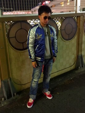 「ALPHA（アルファ）のアイテム（その他アウター）」を使った、びびさん（メンズ・165cm）の秋コーディネート