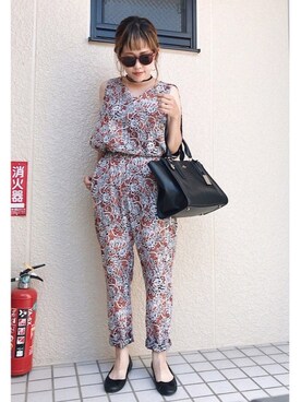 「アイテム（つなぎ/オールインワン、オレンジ系）」を使った、YKさん（レディース・150cm）の夏コーディネート