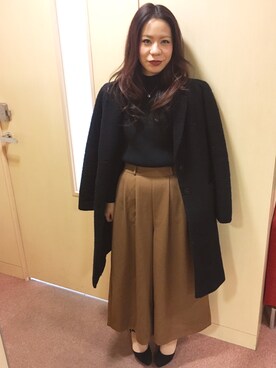 「OZOC（オゾック）のアイテム（チェスターコート）」を使った、わーたんさん（レディース・154cm）の冬コーディネート