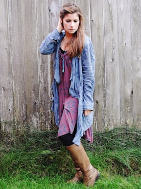 「Anthropologie（アンソロポロジー）のアイテム（ノーカラージャケット）」を使った、thehaleytatomさん（レディース・165cm）の春コーディネート