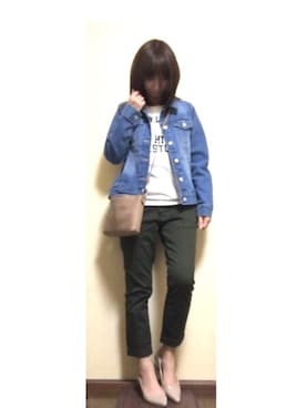 「Honeys（ハニーズ）のアイテム（デニムジャケット）」を使った、maiさん（レディース・154cm）の秋コーディネート