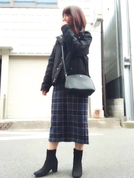 「Honeys（ハニーズ）のアイテム（ダウンジャケット/コート）」を使った、maiさん（レディース・154cm）の冬コーディネート