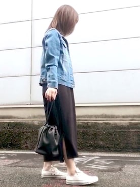 「Honeys（ハニーズ）のアイテム（デニムジャケット）」を使った、maiさん（レディース・154cm）の秋コーディネート