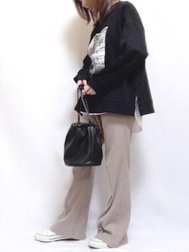 「秋のカフェオレコーデ」｜「アイテム（スリッポン）」を使った、maiさん（レディース・153cm）の秋コーディネート