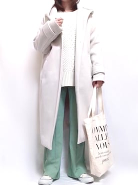 「白ニット」｜「アイテム（スリッポン）」を使った、maiさん（レディース・153cm）の冬コーディネート