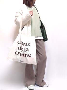 「ロゴトート」｜「アイテム（ブルゾン）」を使った、maiさん（レディース・153cm）の冬コーディネート