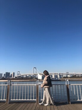 「PAGEBOY（ページボーイ）のアイテム（ライダースジャケット）」を使った、Ruuさん（レディース・153cm）の冬コーディネート