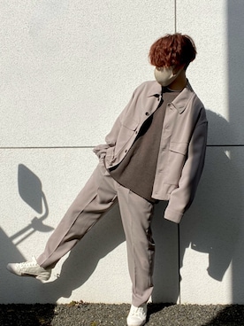 「WYM LIDNM（ウィム バイ リドム）のMILANO RIB HEAVY WEIGHT PO KNIT（ニット/セーター）」を使った、たてやんさん（メンズ・162cm）の春コーディネート