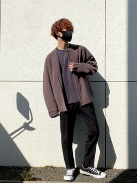 「WYM LIDNM（ウィム バイ リドム）のアイテム（ノーカラージャケット）」を使った、たてやんさん（メンズ・162cm）の春コーディネート