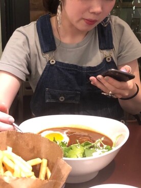 「orSlow（オアスロウ）のアイテム（オールインワン・サロペット）」を使った、おもちさん（レディース・160cm）の夏コーディネート