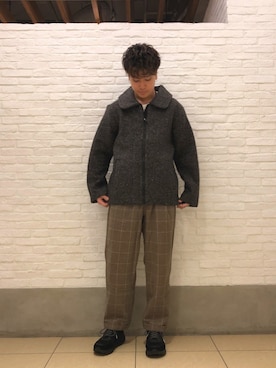 「BOHEMIANS（ボヘミアンズ）のBOHEMIANS/ボヘミアンズ　別注 WOOL NEP ZIP JACKET ウールネップジップジャケット（ブルゾン、その他）」を使った、さのさん（メンズ・175cm）の秋コーディネート