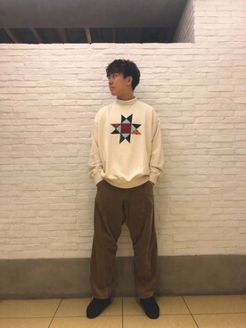 「ptarmigan（ターミガン）のptarmigan/ターミガン　別注 SUEDE MULE / 別注スウェードミュール　サンダル（サンダル、ブラック系）」を使った、さのさん（メンズ・175cm）の秋コーディネート
