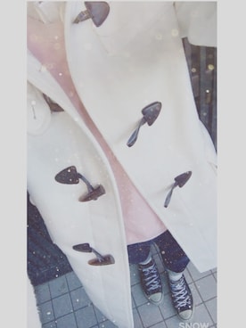 「Heather（ヘザー）のアイテム（ダッフルコート）」を使った、もちこ。さん（レディース・160cm）の冬コーディネート