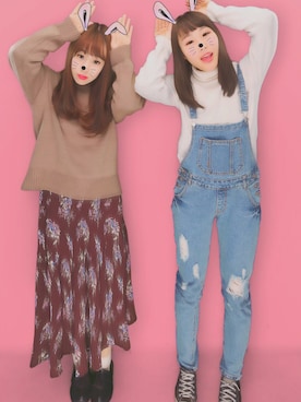 「GOGOSING（ゴゴシング）のアイテム（オールインワン・サロペット）」を使った、もちこ。さん（レディース・160cm）の冬コーディネート