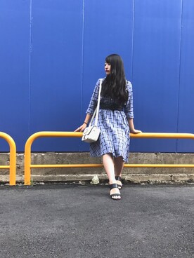 「REDYAZEL（レディアゼル）のアイテム（シャツワンピース）」を使った、Ayamiさん（レディース・155cm）の夏コーディネート