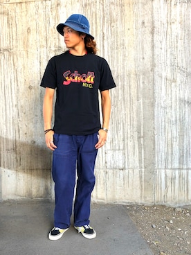 「schott（ショット）のSchott/ショット/ARMY FATIGUE PANTS/アーミー ファティーグ パンツ（その他パンツ）」を使った、MELO×YHさん（メンズ・181cm）の夏コーディネート
