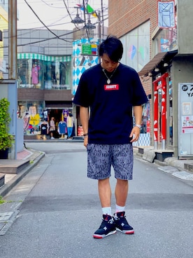 「原宿」｜「アイテム（パンツ）」を使った、MELO×YHさん（メンズ・181cm）の春コーディネート