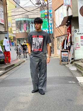 「原宿」｜「アイテム（Tシャツ/カットソー）」を使った、MELO×YHさん（メンズ・181cm）の夏コーディネート
