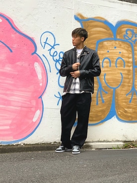 「ファッションの力を信じよう」｜「アイテム（ライダースジャケット）」を使った、MELO×YHさん（メンズ・181cm）の冬コーディネート