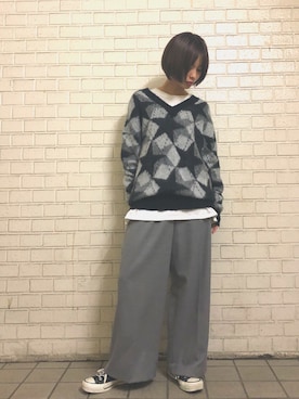 「CONVERSE STARS（コンバーススターズ）のアイテム」を使った、じゅんなさん（レディース・153cm）の秋コーディネート