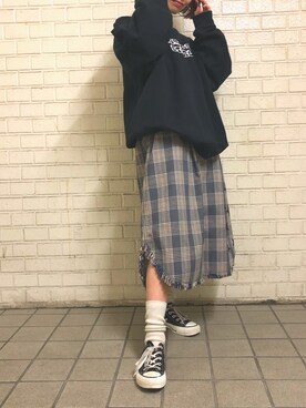 「CONVERSE STARS（コンバーススターズ）のアイテム」を使った、じゅんなさん（レディース・153cm）の冬コーディネート