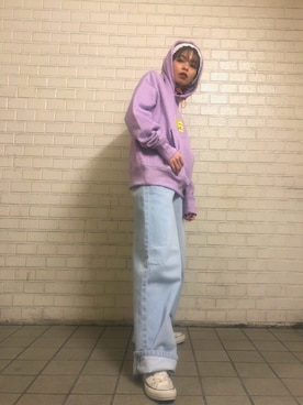 「CONVERSE STARS（コンバーススターズ）のアイテム」を使った、じゅんなさん（レディース・153cm）の冬コーディネート