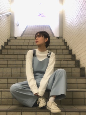 「新宿ルミネエスト」｜「アイテム（オールインワン・サロペット）」を使った、じゅんなさん（レディース・153cm）の冬コーディネート