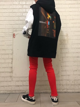 「CONVERSE STARS（コンバーススターズ）のアイテム」を使った、じゅんなさん（レディース・153cm）の春コーディネート