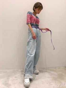 「CONVERSE STARS（コンバーススターズ）のアイテム」を使った、じゅんなさん（レディース・153cm）の夏コーディネート