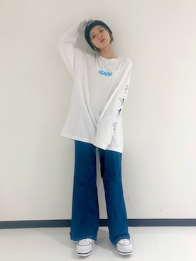 「CONVERSE STARS（コンバーススターズ）のアイテム」を使った、じゅんなさん（レディース・153cm）の夏コーディネート