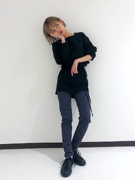 「CONVERSE STARS（コンバーススターズ）のアイテム」を使った、じゅんなさん（レディース・153cm）の夏コーディネート