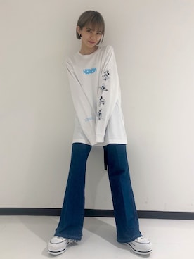 「CONVERSE STARS（コンバーススターズ）のアイテム」を使った、じゅんなさん（レディース・153cm）の夏コーディネート