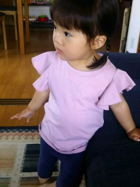 「enchante petit（アンシャンテプティ）のアイテム（Tシャツ/カットソー）」を使った、りんさん（キッズ・90cm）の夏コーディネート