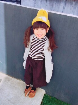 「冬」｜「アイテム（その他アウター）」を使った、amiyu◡̈♥︎さん（キッズ・90cm）の冬コーディネート