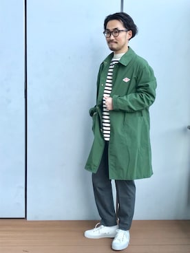 DANTONのステンカラーコートを使ったメンズ人気ファッション